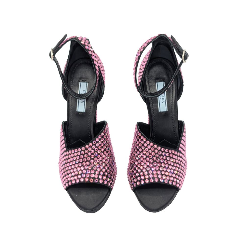 Prada Pink Swarovski Crystal Block Heels Fall 2019 Size 37 - Picture 6 of 9